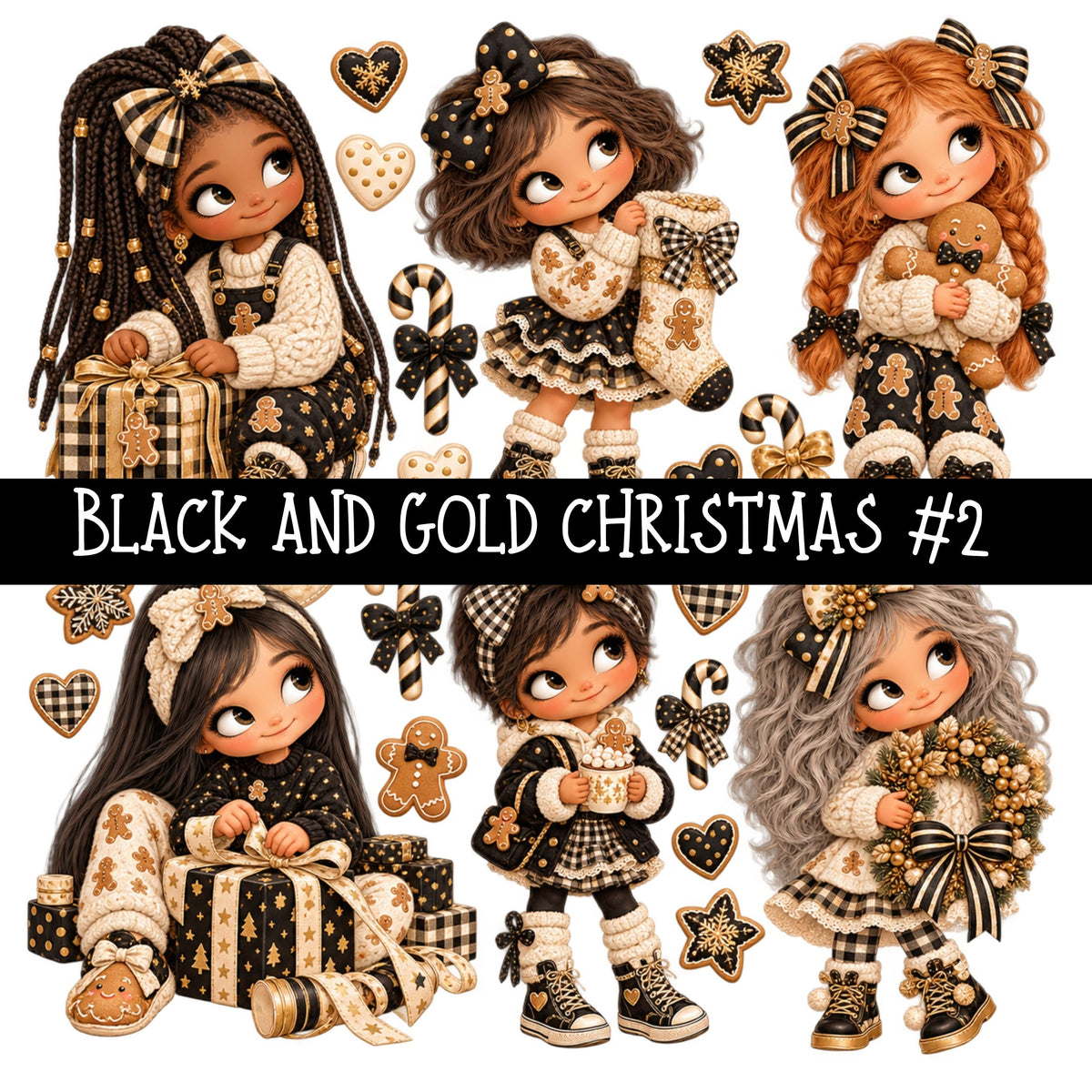Black and Gold Christmas UV DTF Decal sheets 11 Designs available