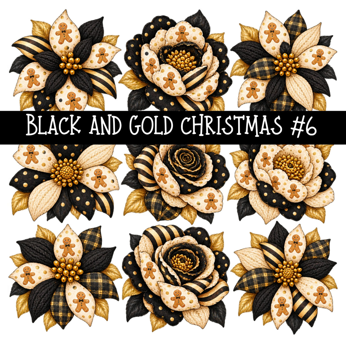 Black and Gold Christmas UV DTF Decal sheets 11 Designs available