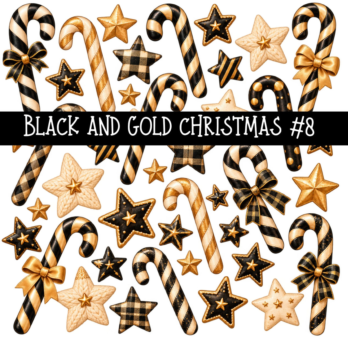 Black and Gold Christmas UV DTF Decal sheets 11 Designs available