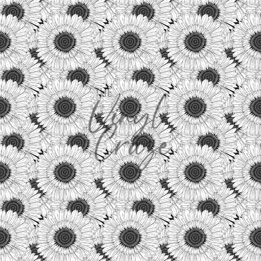 Black And White Flowers - Adhesive Vinyl Sheets