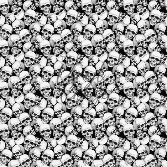 Black And White Skulls - Adhesive Vinyl Sheets