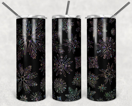 Black Holographic Snowflakes - Adhesive Vinyl Wrap