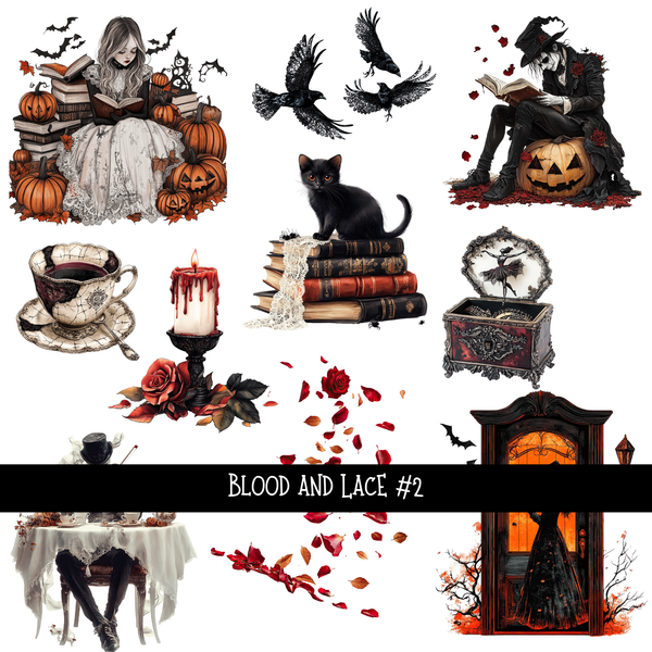 Blood and lace - UV DTF Decal sheet 6 variants