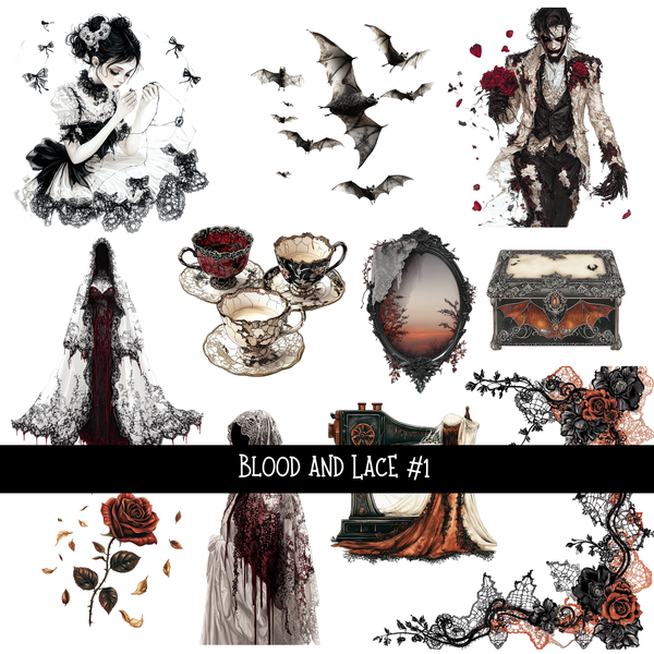 Blood and lace - UV DTF Decal sheet 6 variants