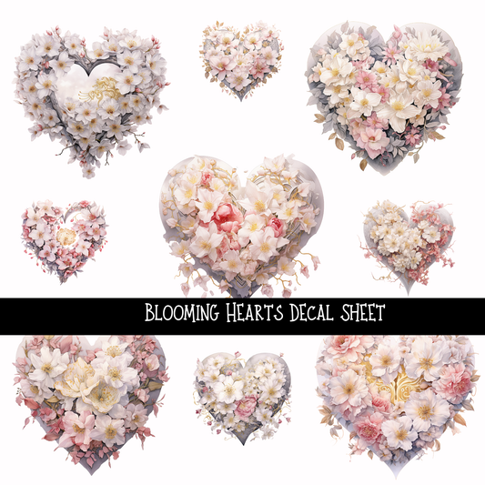 Blooming Hearts - UV DTF Decal sheets