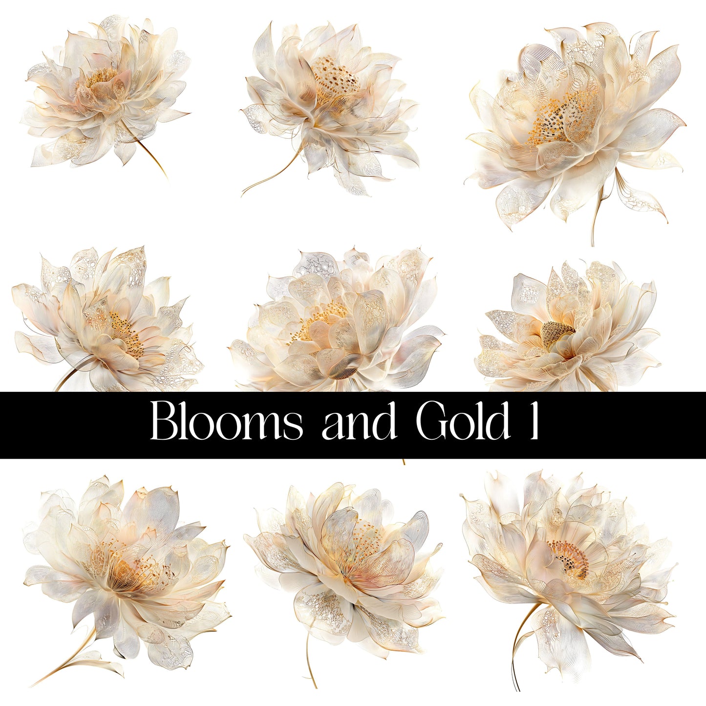 Blooms and Gold Decal sheets- 11 Design Optons