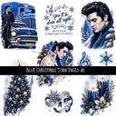 Blue Christmas Torn Pages UV DTF Decal sheets 8 Designs available