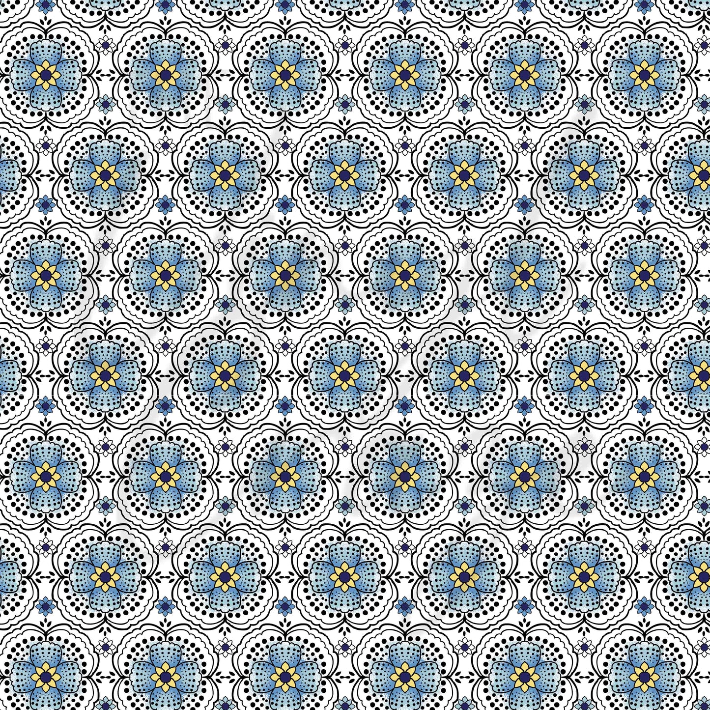 Blue Floral Mosaic - Adhesive Vinyl Sheets