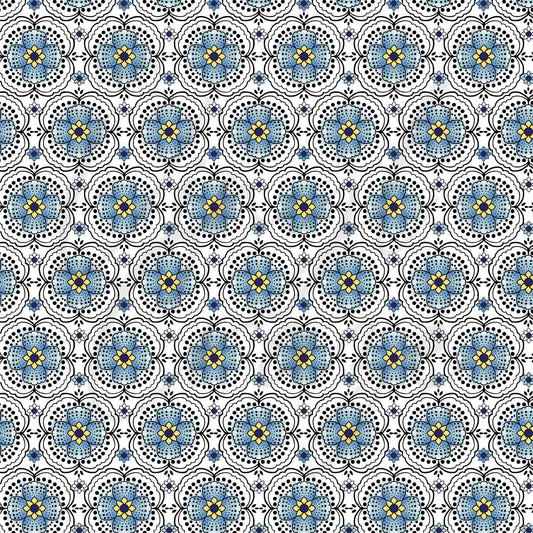 Blue Floral Mosaic - Adhesive Vinyl Sheets