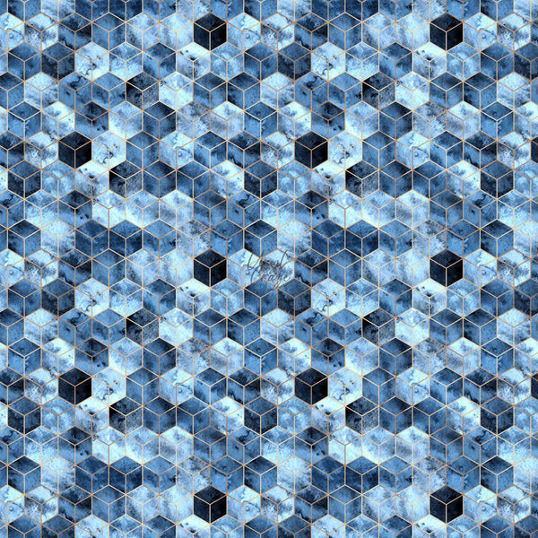 Blue Geometric Boxes - Adhesive Vinyl Sheets