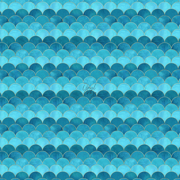 Blue Mermaid Scales - Adhesive Vinyl Sheets