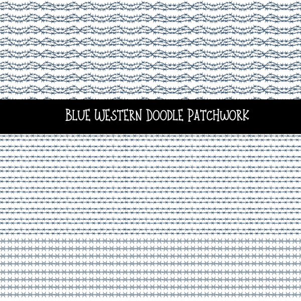 Blue Western Doodle Patchwork Set