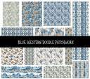 Blue Western Doodle Patchwork Set