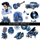Blue Christmas Torn Pages UV DTF Decal sheets 8 Designs available