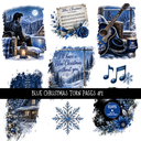 Blue Christmas Torn Pages UV DTF Decal sheets 8 Designs available