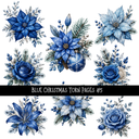 Blue Christmas Torn Pages UV DTF Decal sheets 8 Designs available