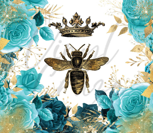 Blue and Gold Queen Bee - Adhesive Vinyl Wrap