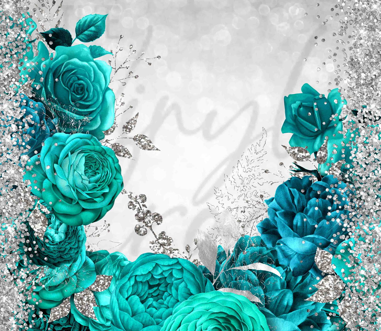 Blue and Silver Roses - Adhesive Vinyl Wrap