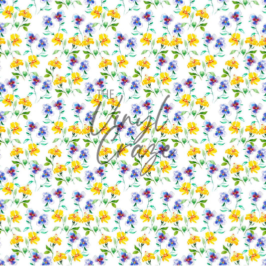 Blue And Yellow Flower - Adhesive Vinyl Sheets