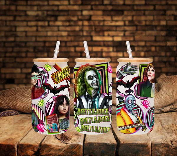 Beetlejuice - UV DTF 16oz Libbey wrap