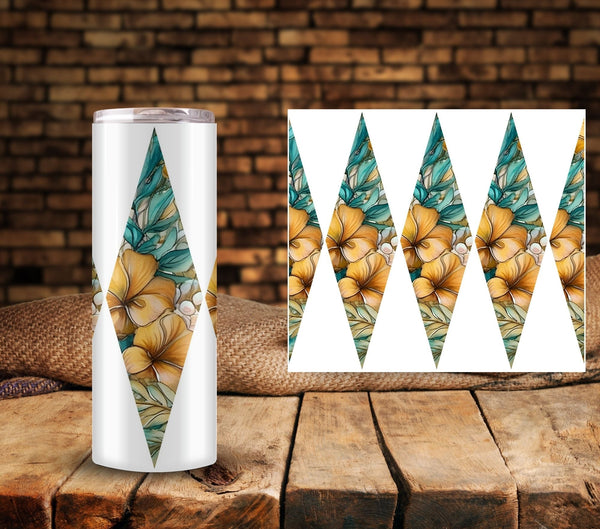 Boho Beach Diamond - UV DTF Tumbler Wrap with transparent back
