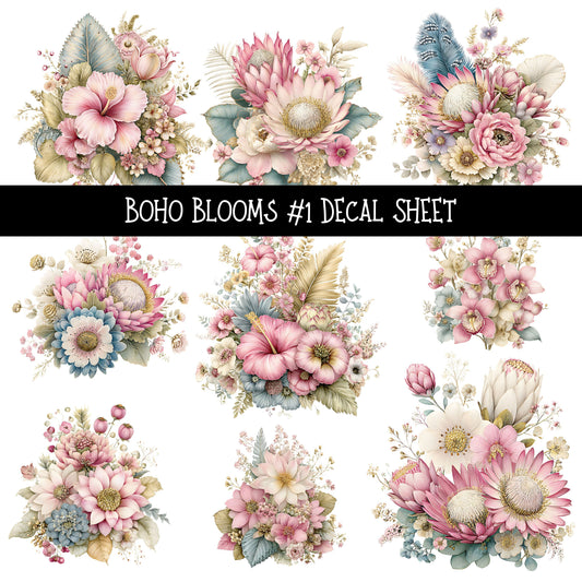 Boho Blooms UV DTF Decal sheets 2 design Options available