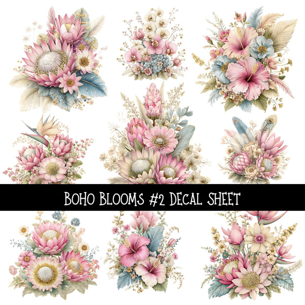 Boho Blooms UV DTF Decal sheets 2 design Options available