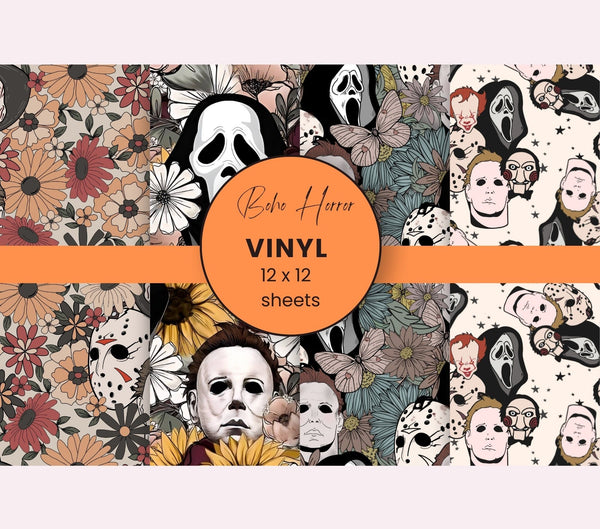 Boho Horror - Adhesive Vinyl 12x12 Sheets - 4 Designs
