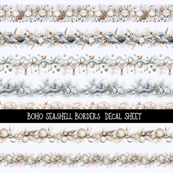 Boho Seashell Border - Uv Dtf Decal Sheet
