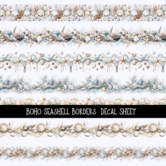 Boho Seashell Border - Uv Dtf Decal Sheet