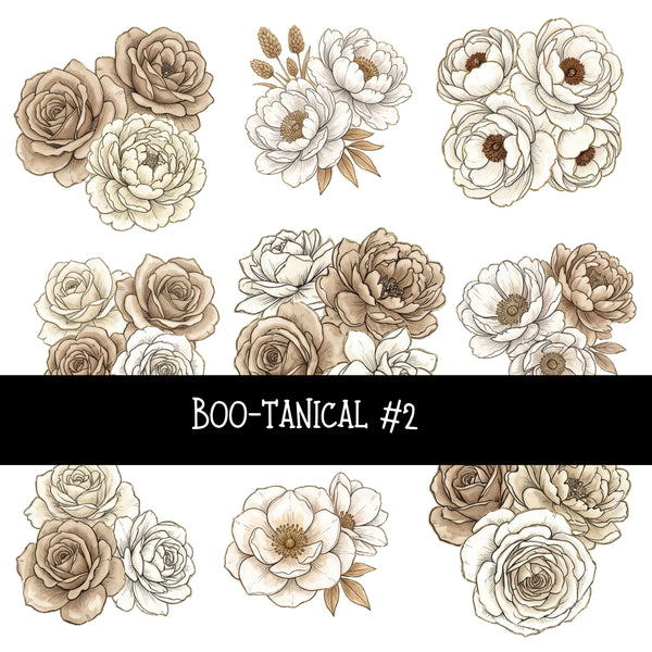 Boo-tanical Torn Pages UV DTF Decal sheets 3 designs available