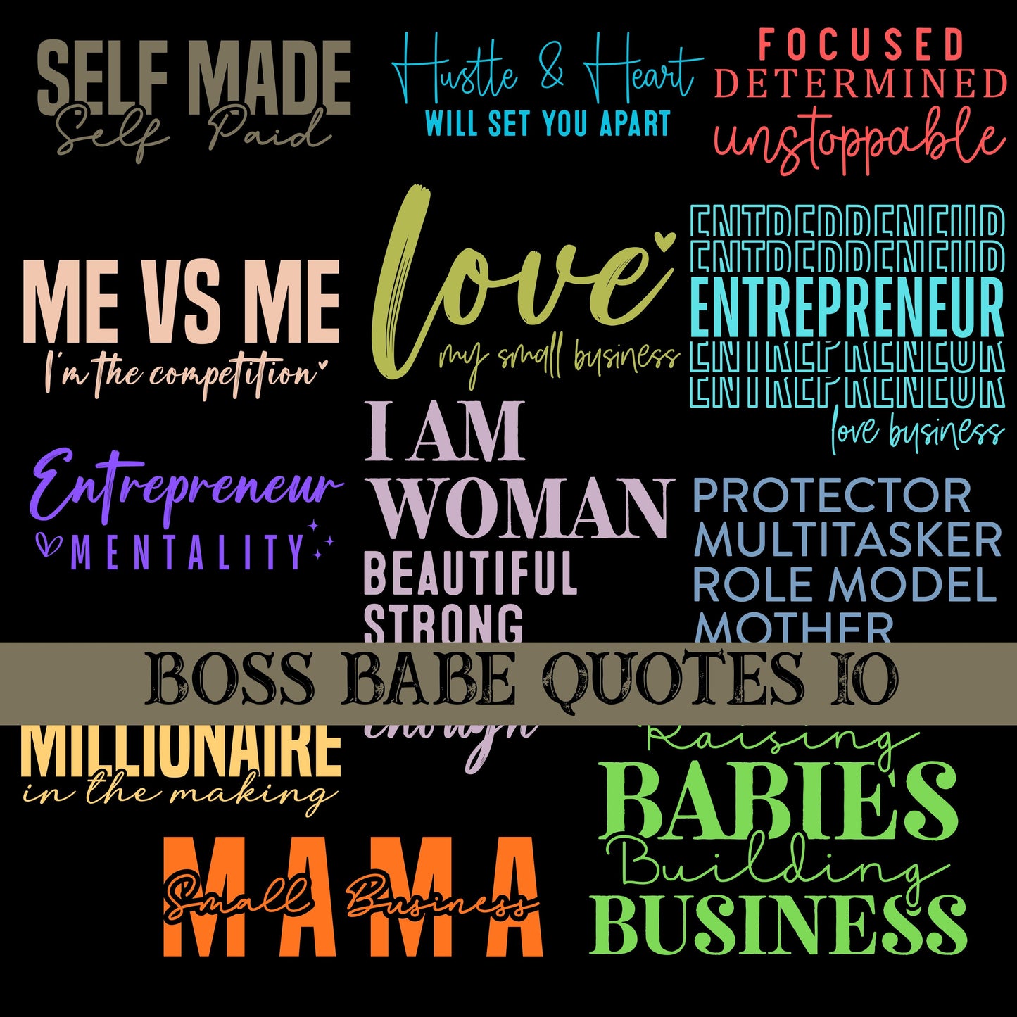 Boss babe Quotes UV DTF Decal Sheets 10 sheet Designs