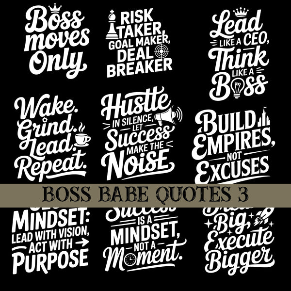 Boss babe Quotes UV DTF Decal Sheets 10 sheet Designs