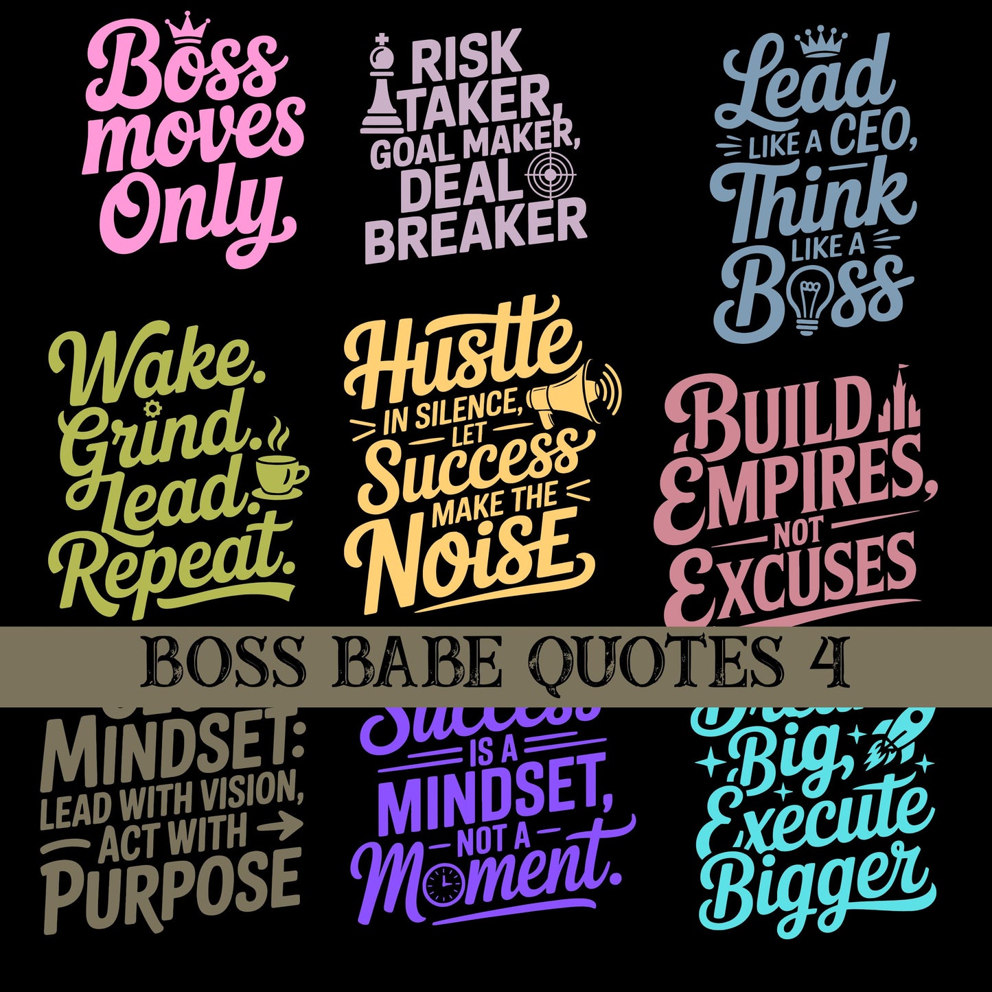 Boss babe Quotes UV DTF Decal Sheets 10 sheet Designs