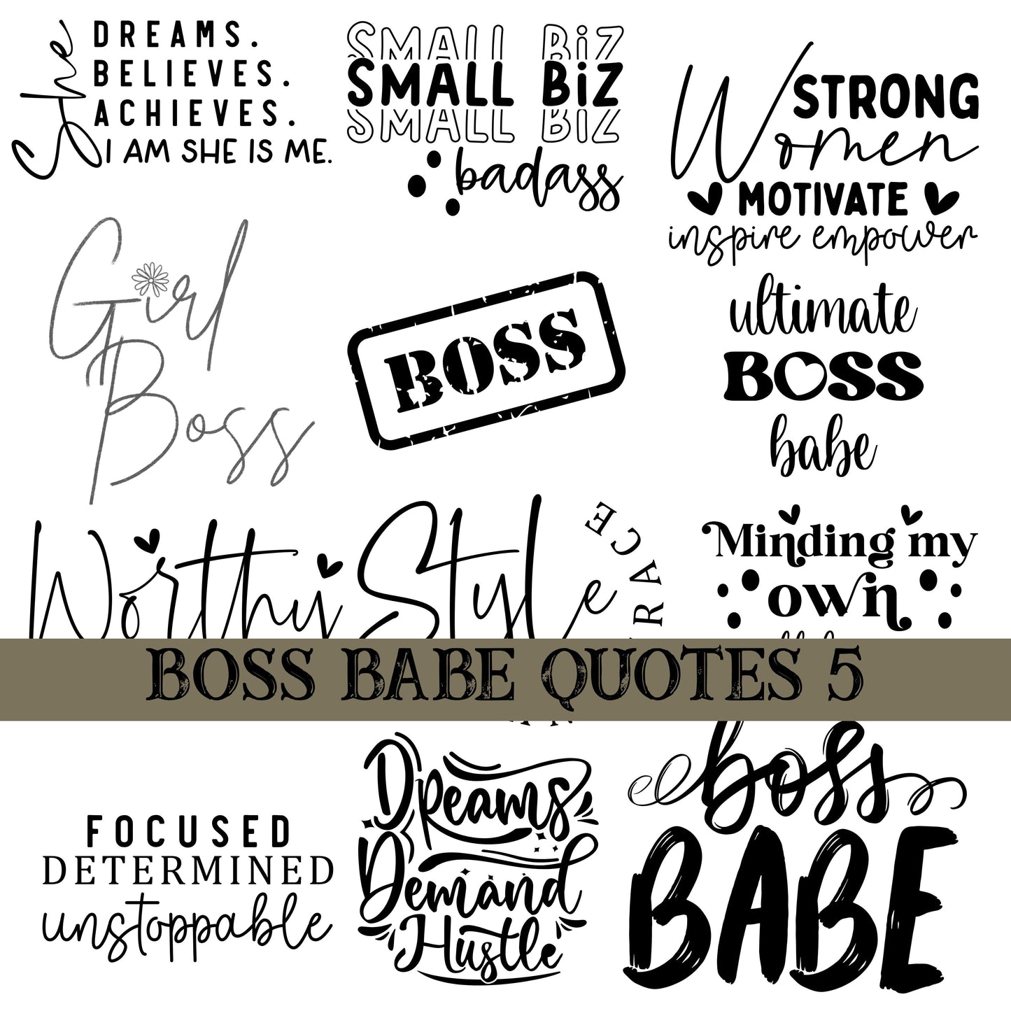 Boss babe Quotes UV DTF Decal Sheets 10 sheet Designs