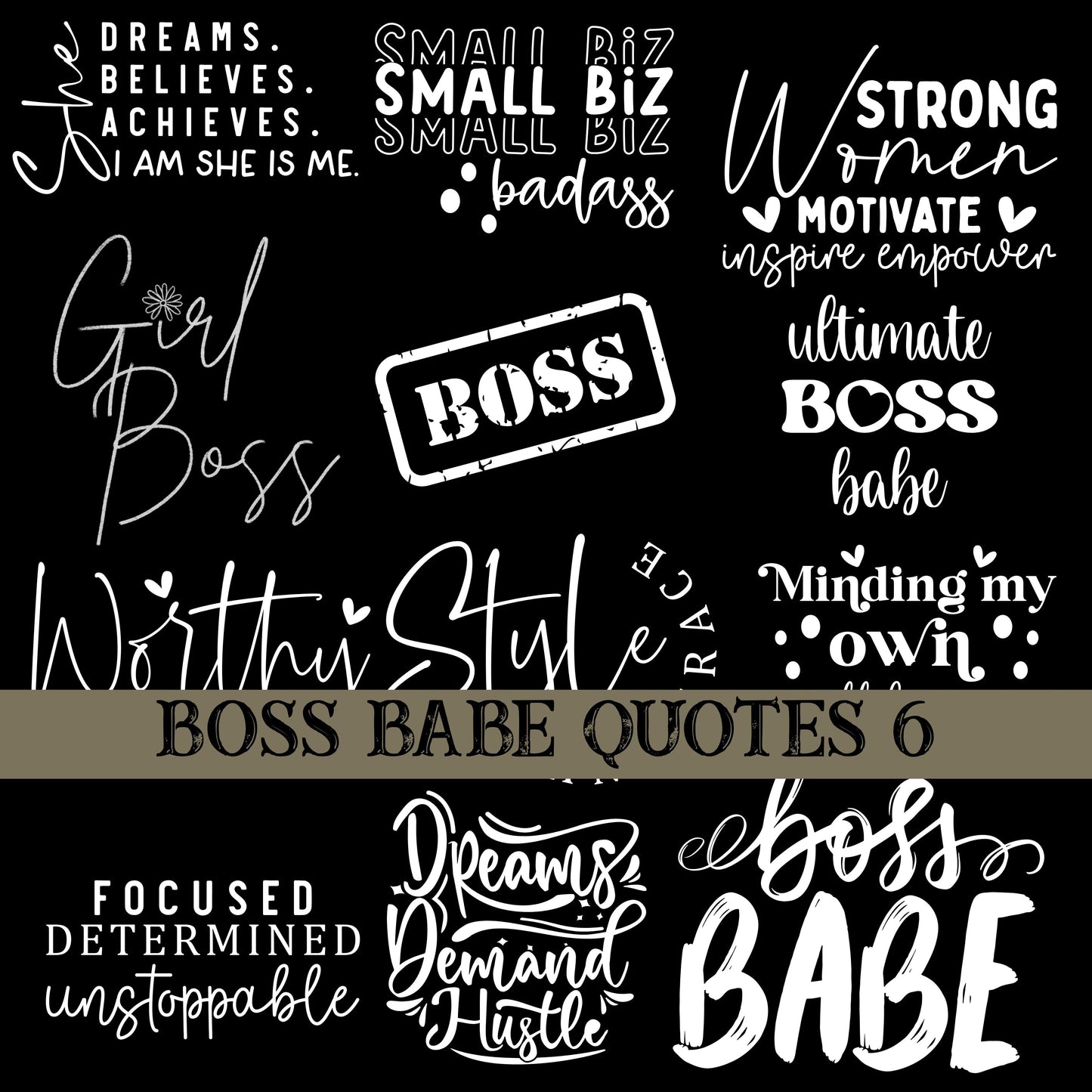 Boss babe Quotes UV DTF Decal Sheets 10 sheet Designs