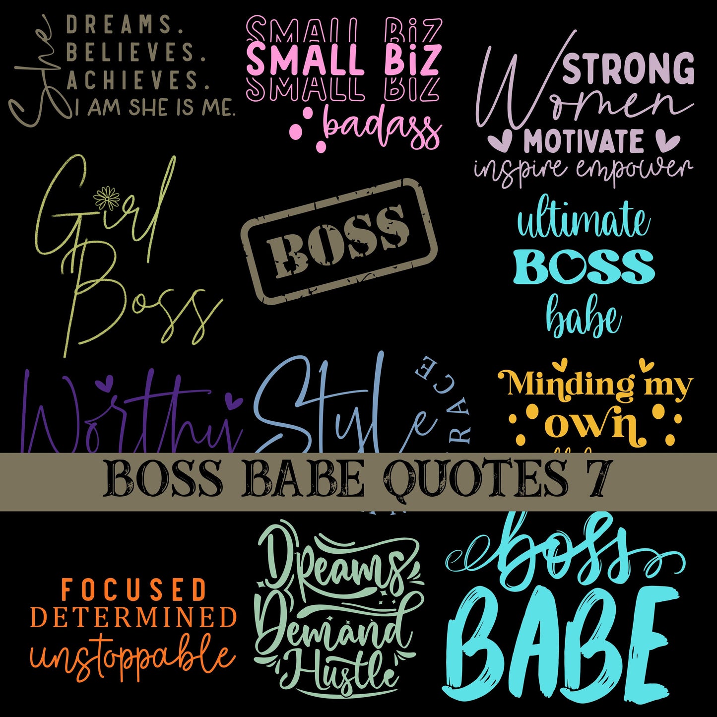 Boss babe Quotes UV DTF Decal Sheets 10 sheet Designs