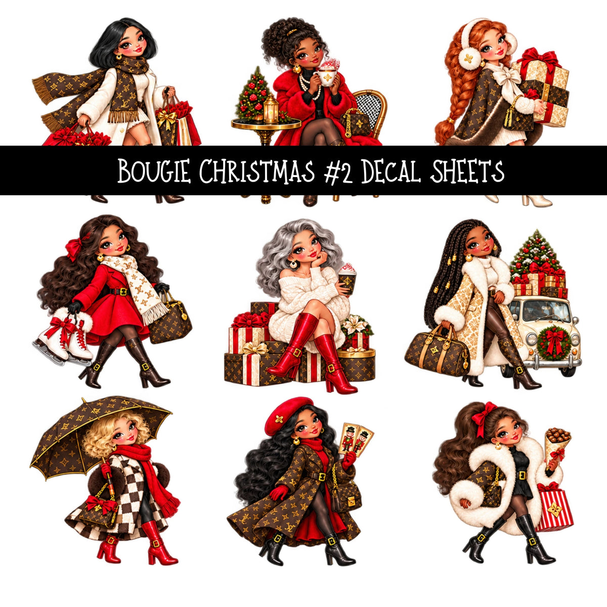 Bougie Christmas UV DTF Decal sheets 12 Designs available