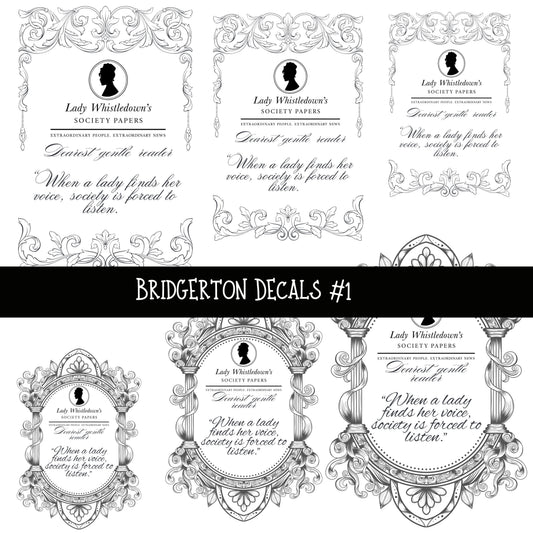 Bridgerton UV DTF Decal sheets 3 designs