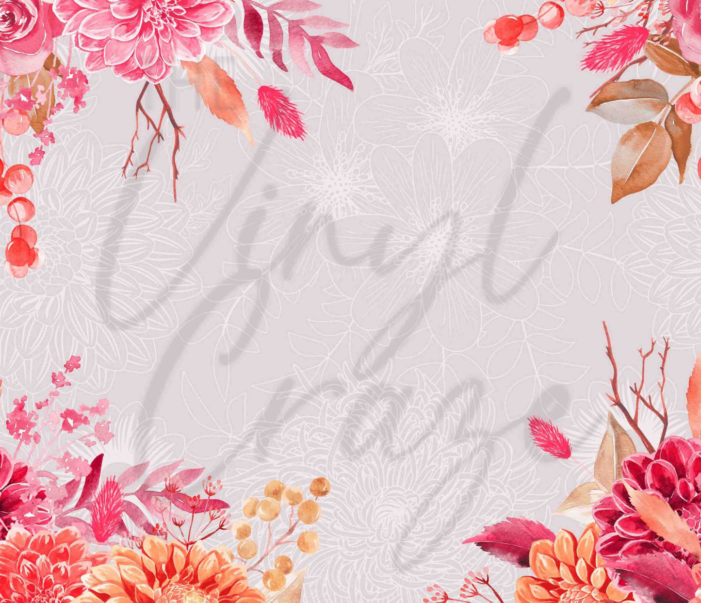 Bright Pink and Orange Florals - Adhesive Vinyl Wrap