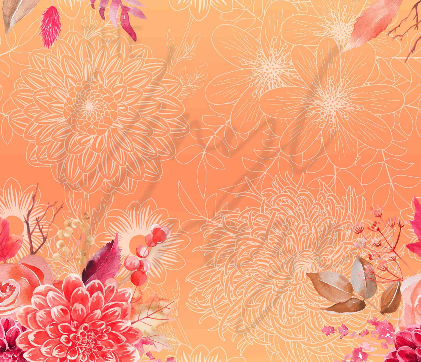 Bright Pink and Orange Florals - Adhesive Vinyl Wrap