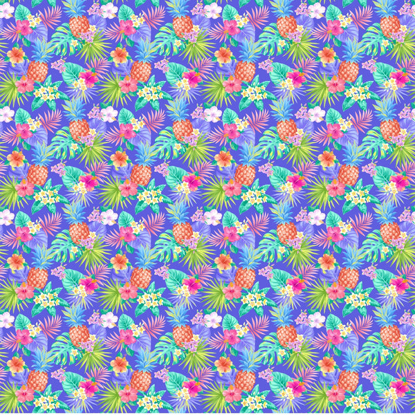 Bright Pineapple In Blue - Adhesive Vinyl Sheets
