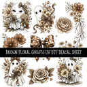 Brown Floral Ghost UV DTF Decal sheets