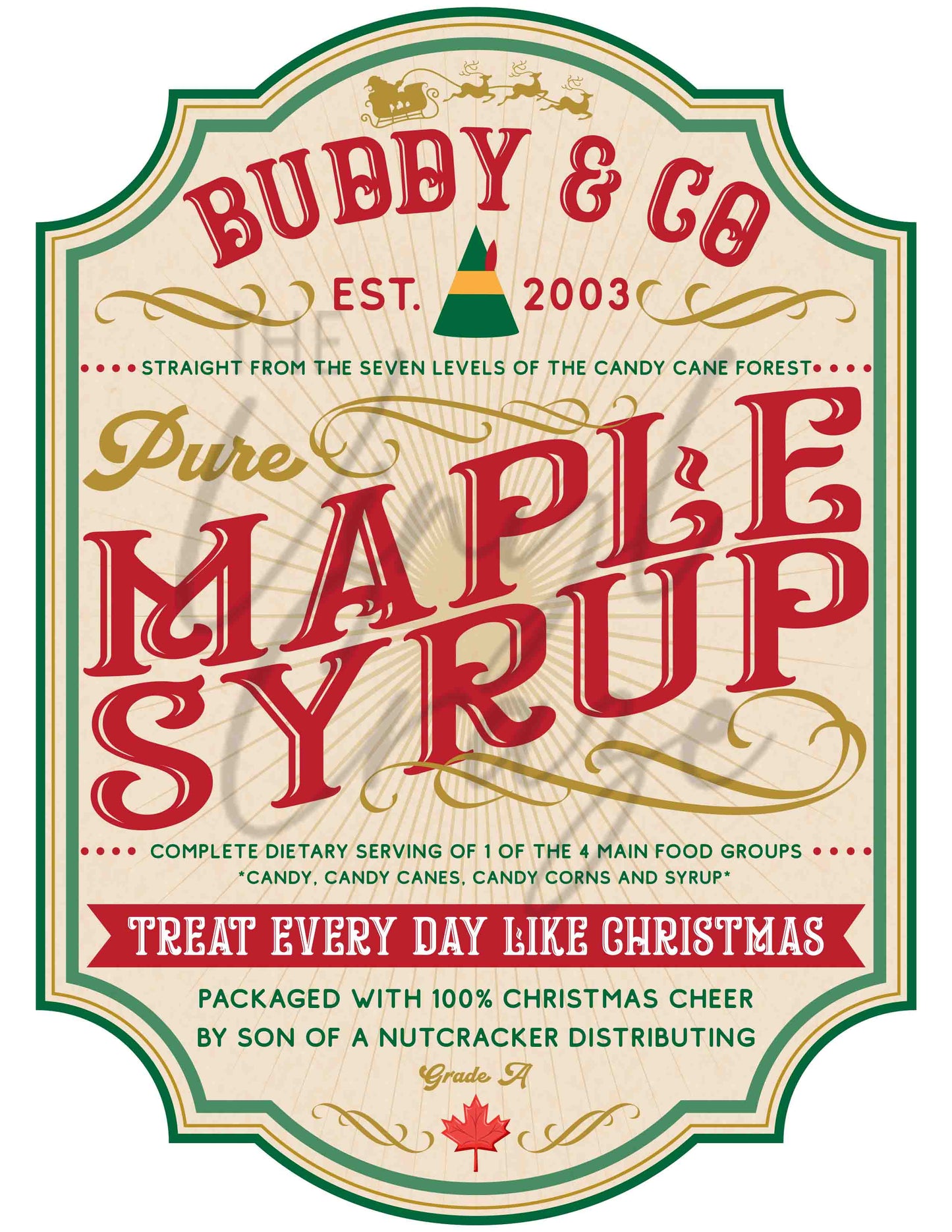 Buddy the Elf Maple Syrup - UV DTF Decal