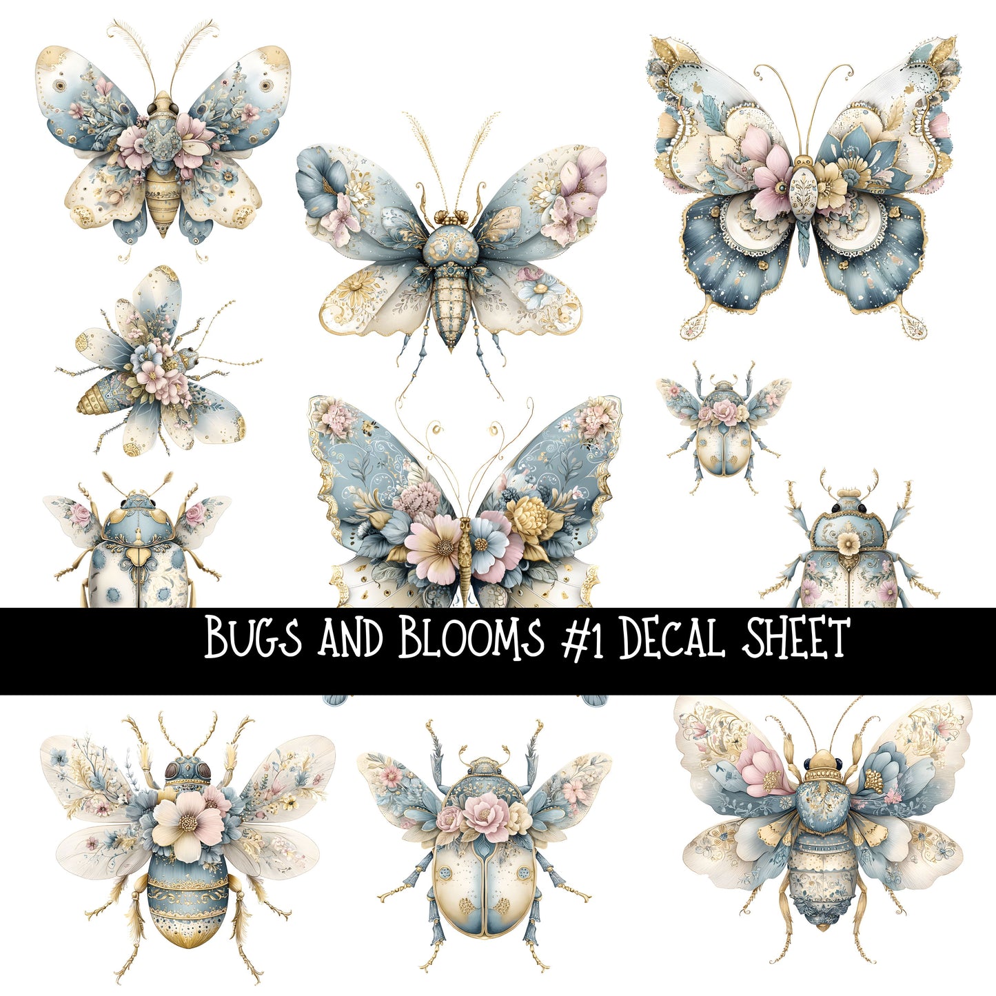 Bugs and Blooms UV DTF Decal sheets 4 design Options available