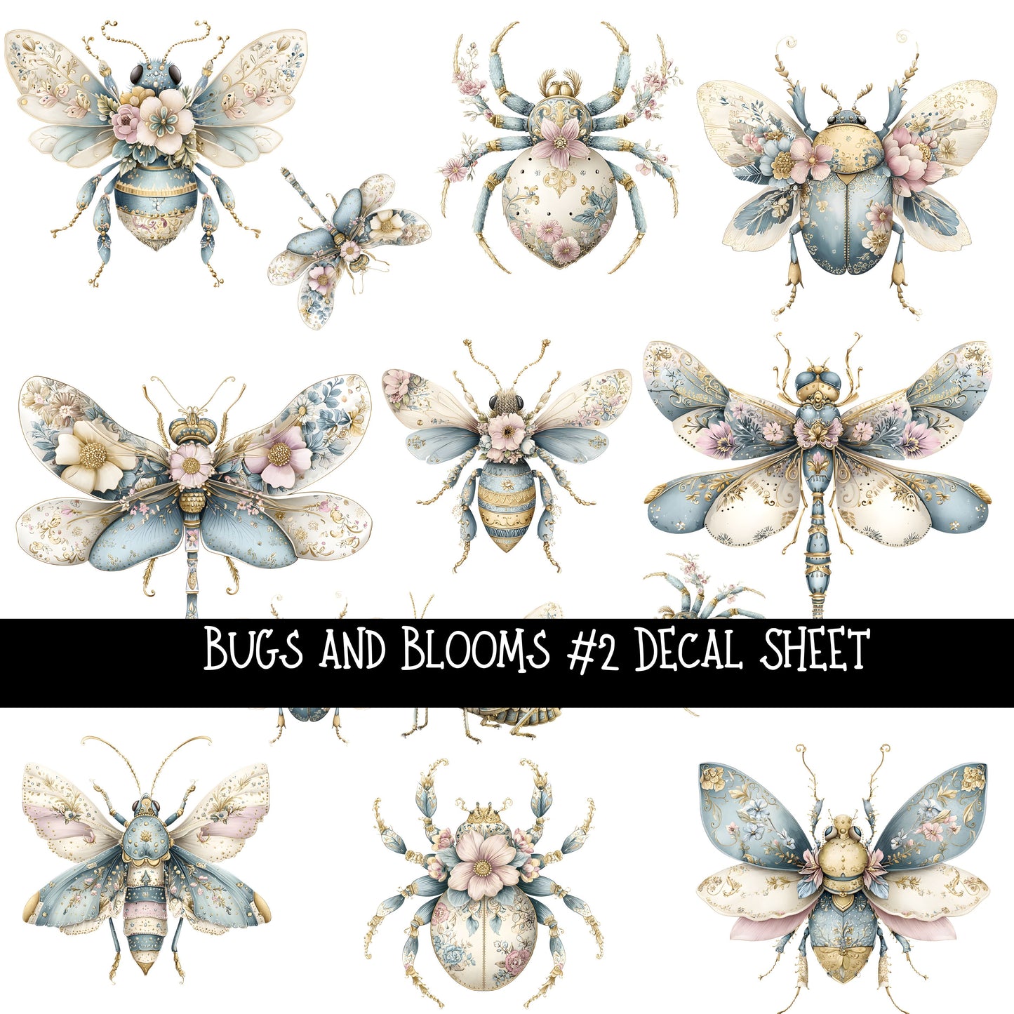 Bugs and Blooms UV DTF Decal sheets 4 design Options available