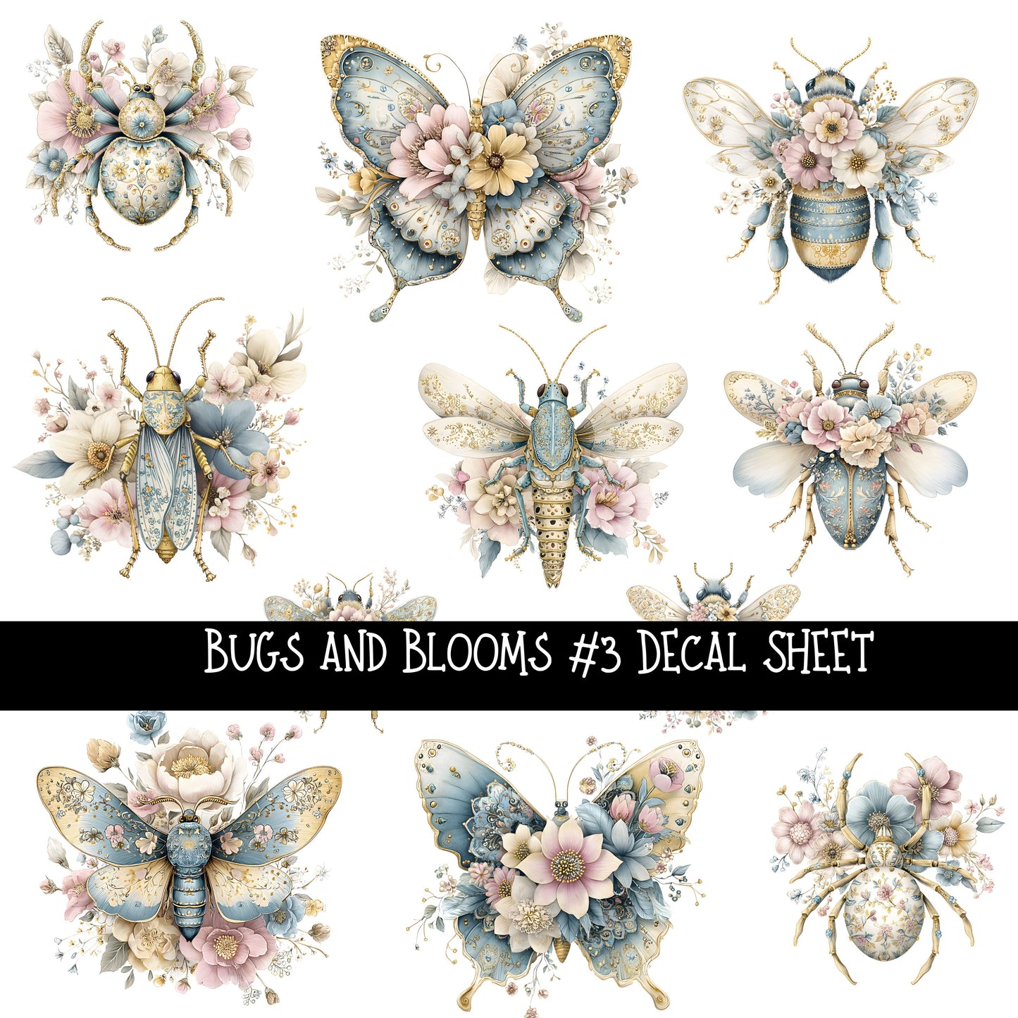 Bugs and Blooms UV DTF Decal sheets 4 design Options available