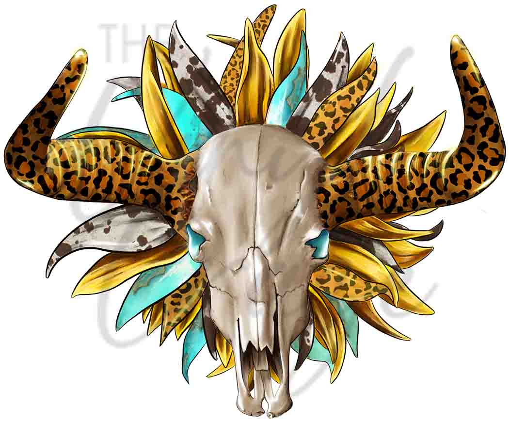 Bull Skull Sunflower - UV DTF Decal