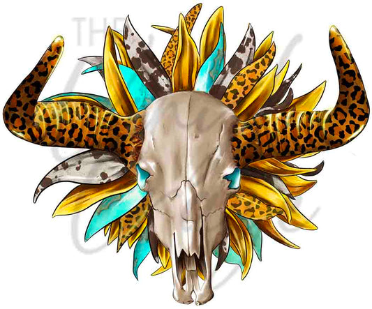 Bull Skull Sunflower - UV DTF Decal