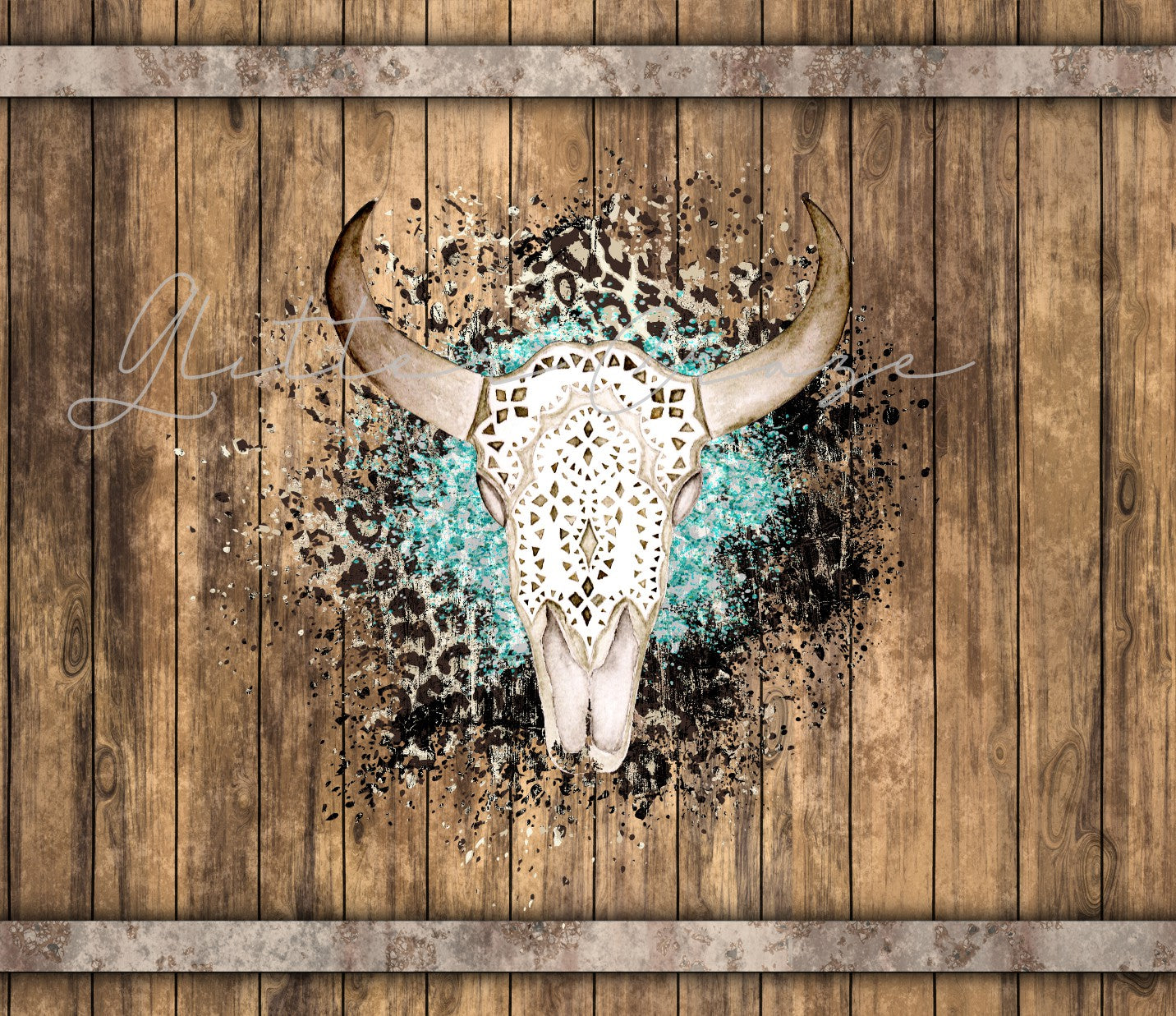 Bull Skull Woodgrain - Adhesive Vinyl Wrap